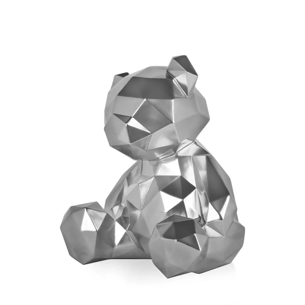 Polygon Bear 30cm Silver Resin Indoor Sculpture