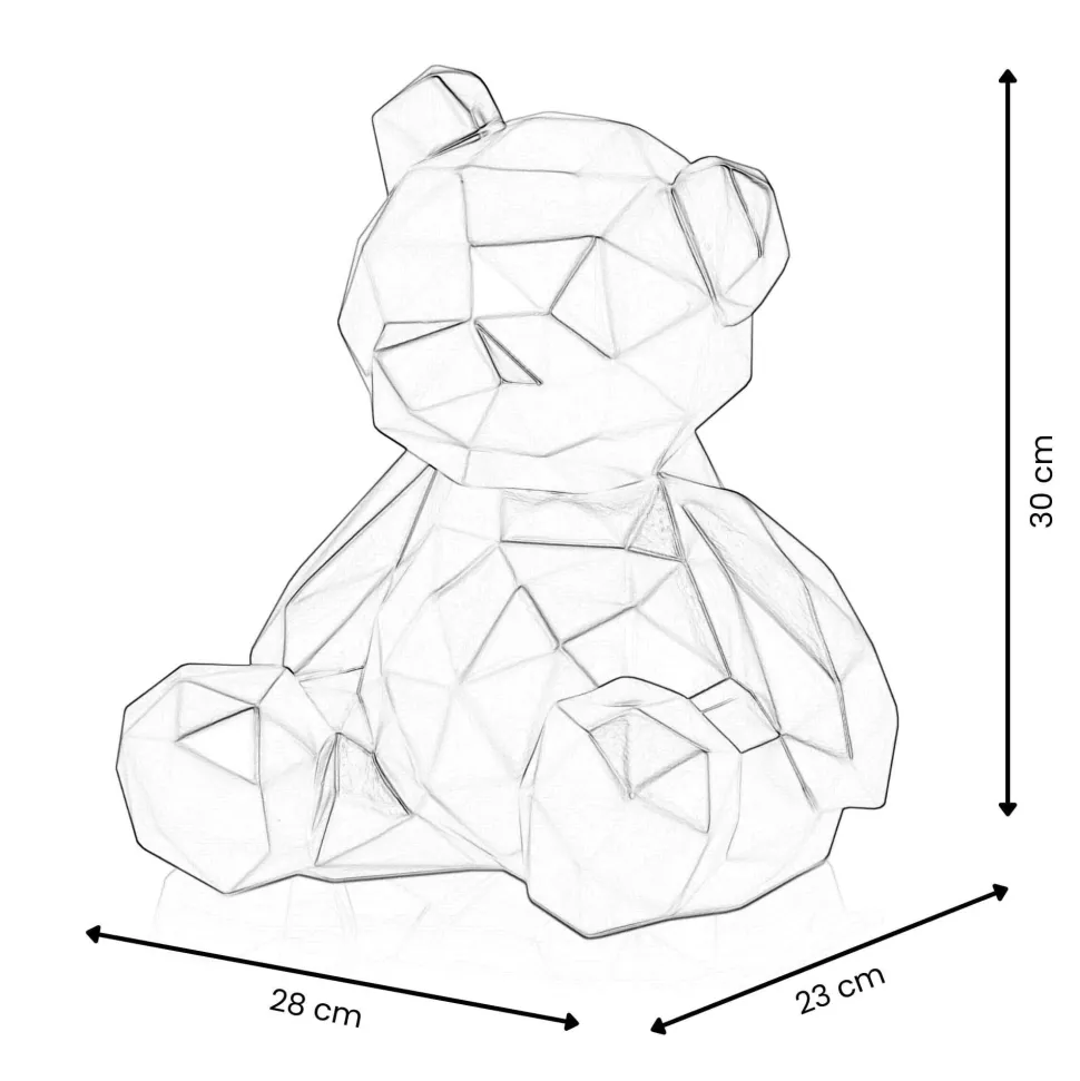 Polygon Bear 30cm Silver Resin Indoor Sculpture
