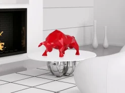 Polygon Bull 25cm Red Resin Indoor Sculpture