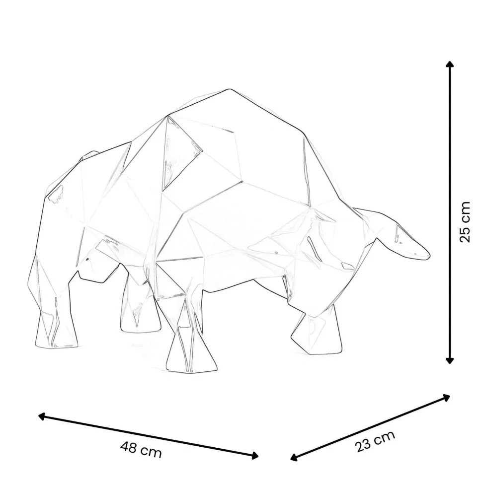 Polygon Bull 25cm Red Resin Indoor Sculpture