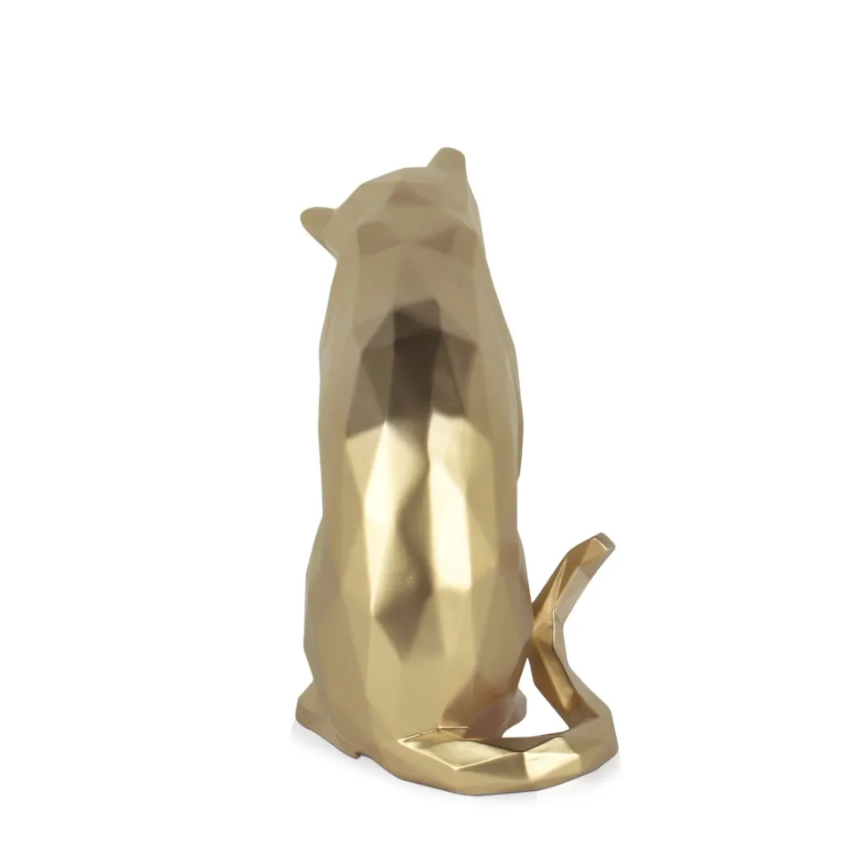 Polygon Cat 24cm Gold Resin Indoor Sculpture