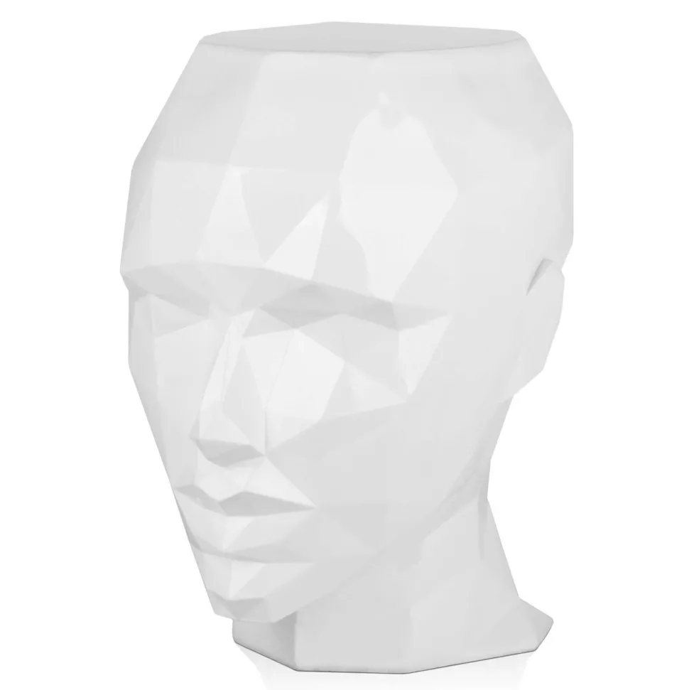 Polygon Female Head 55cm White Side Table Sculpture