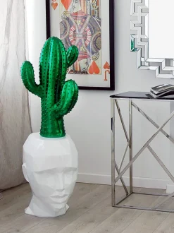 Polygon Female Head 55cm White Side Table Sculpture