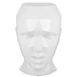 Polygon Female Head 55cm White Side Table Sculpture