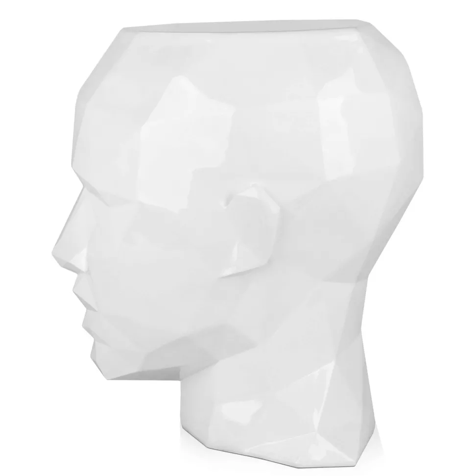 Polygon Female Head 55cm White Side Table Sculpture