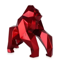 Polygon Gorilla 44cm Red Resin Indoor Sculpture