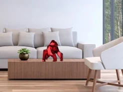 Polygon Gorilla 44cm Red Resin Indoor Sculpture