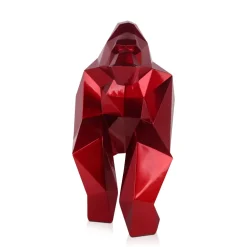 Polygon Gorilla 44cm Red Resin Indoor Sculpture