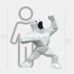 Polygon Gorilla 135cm White Resin Indoor Sculpture