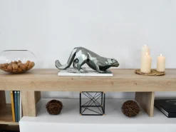 Polygon Leopard 15cm Anthracite Resin Indoor Sculpture