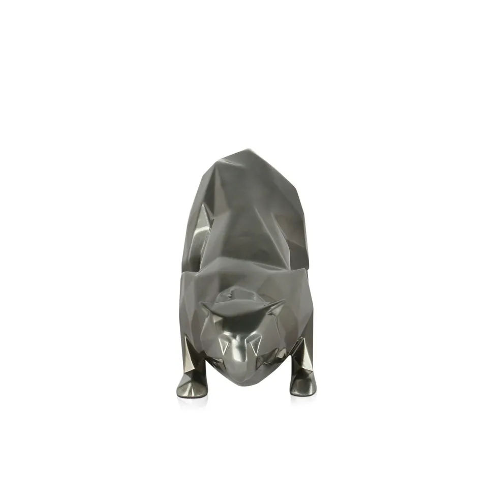 Polygon Leopard 15cm Anthracite Resin Indoor Sculpture