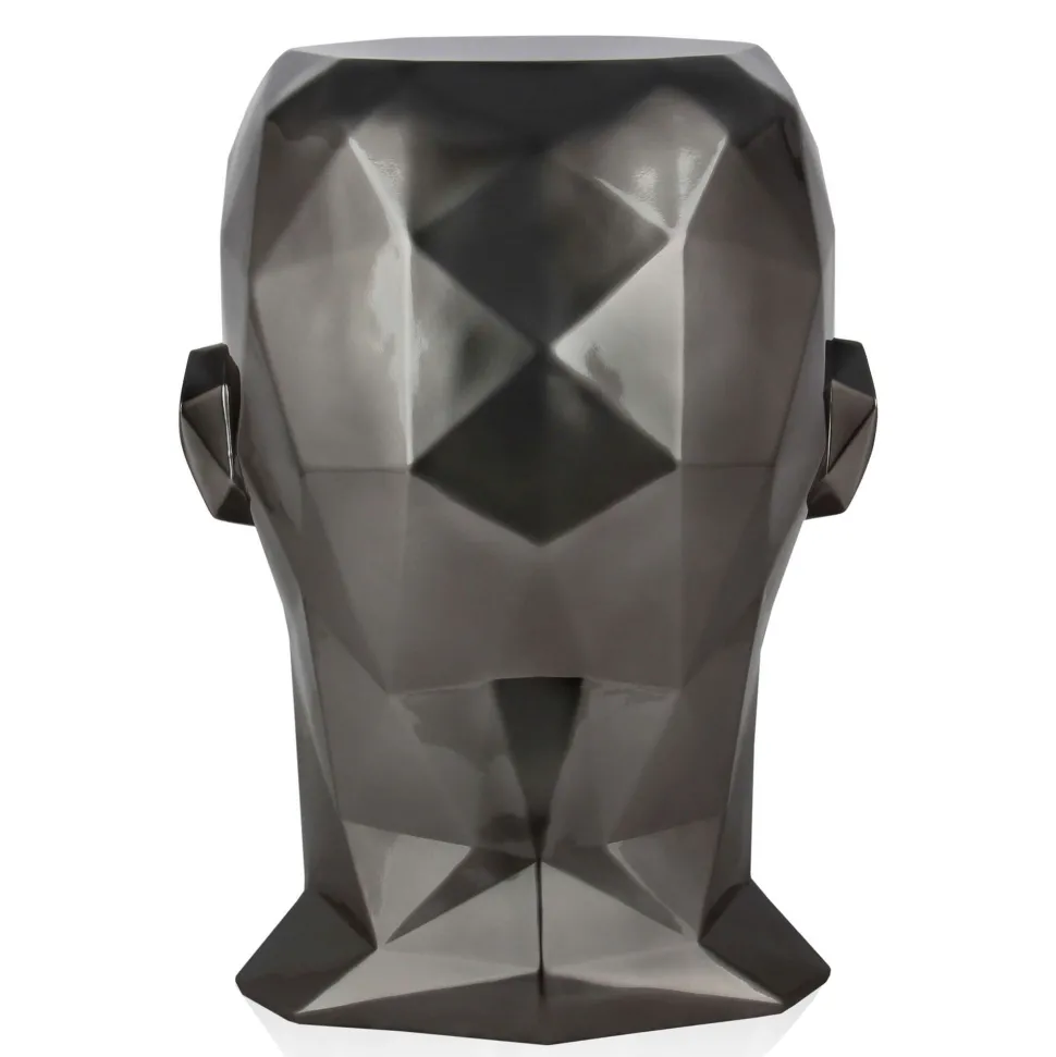 Polygon Male Head 55cm Anthracite Side Table Sculpture