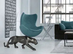 Polygon Panther 31cm Anthracite Resin Indoor Sculpture