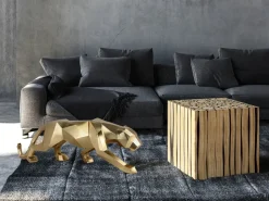 Polygon Panther 31cm Gold Resin Indoor Sculpture