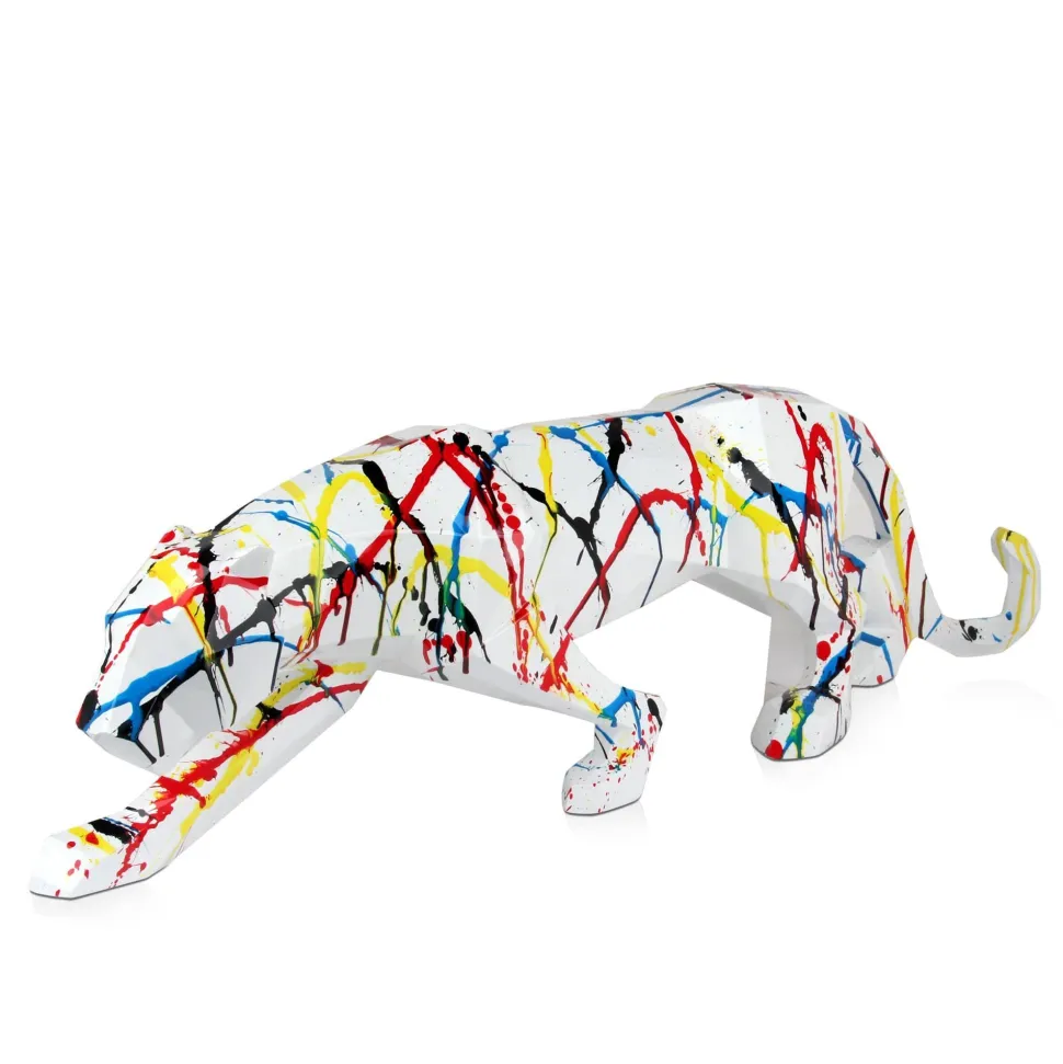 Polygon Panther 31cm Multicoloured Resin Indoor Sculpture