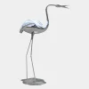 Pure Crane 130cm Silver Metal Garden Sculpture v2