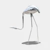 Pure Crane 100cm Silver Metal Garden Sculpture