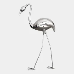 Pure Flamingo 122cm Silver Metal Garden Sculpture