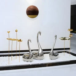 Pure Swan 80cm Silver Metal Indoor Sculpture