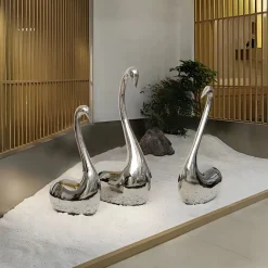 Pure Swan 80cm Silver Metal Indoor Sculpture