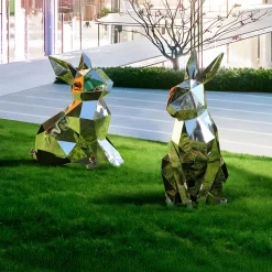 Rabbit 57cm Geometric Metal Garden Sculpture