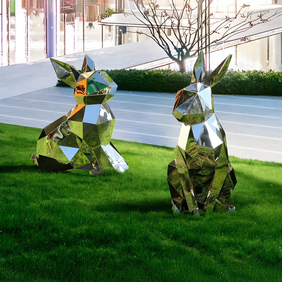 Rabbit 61cm Geometric Metal Garden Sculpture