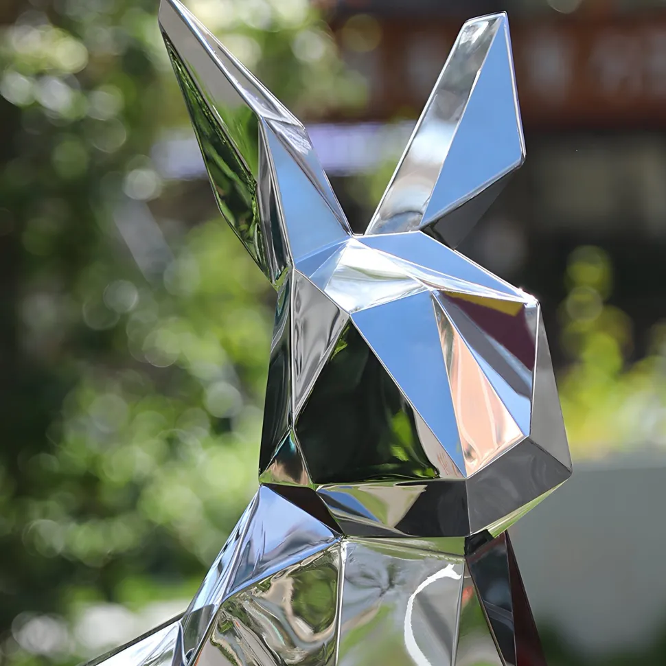 Rabbit 46cm Geometric Metal Garden Sculpture