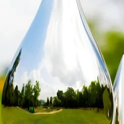 Raindrop Ripples 150cm Silver Metal Garden Sculpture