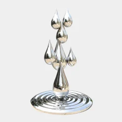 Raindrop Ripples 120cm Silver Metal Garden Sculpture