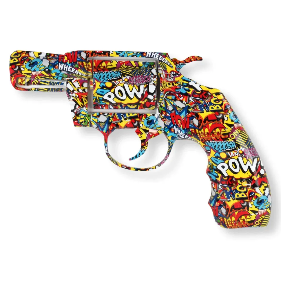 Retro Revolver 32cm Comic Art Resin Wall Sculpture