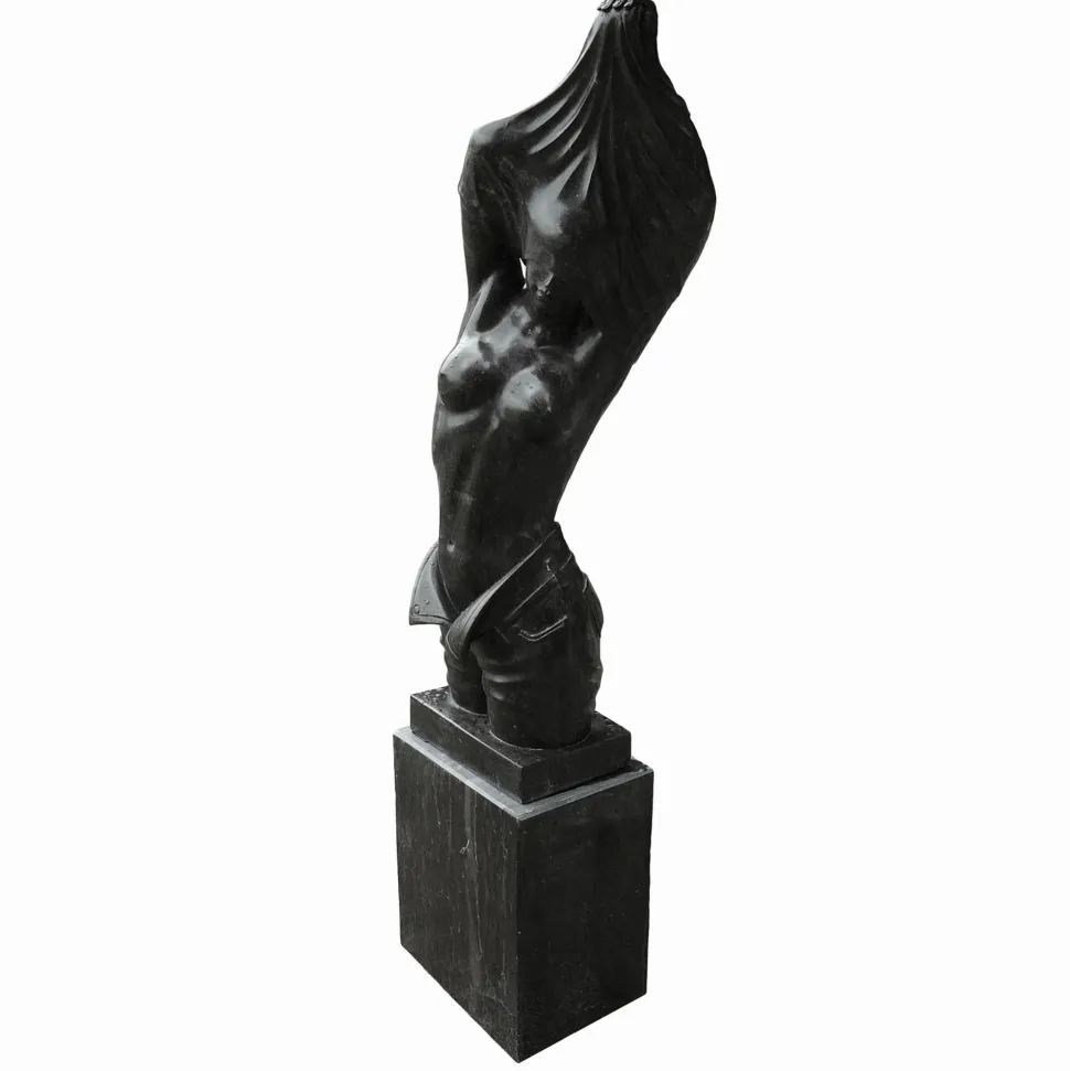 Reveal Black Marble 170cm Garden Statue on Pedestal