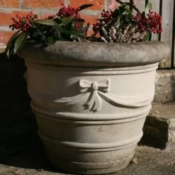 Ribbon Vase 20" Stone Garden Planter
