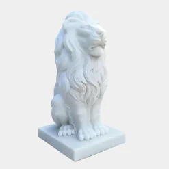 Royal Lion 120cm White Marble Garden Statue
