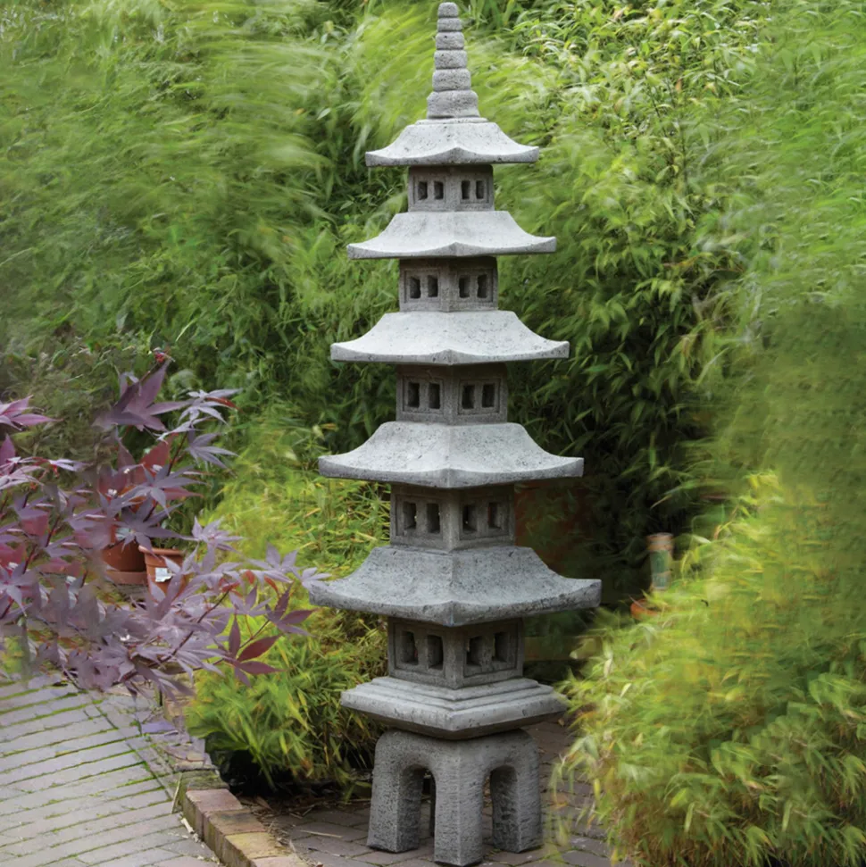 Seven Piece Japanese Pagoda Stone Garden Ornament