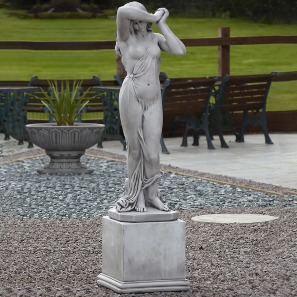 Shy Maiden on Pedestal 150cm Stone Garden Statue