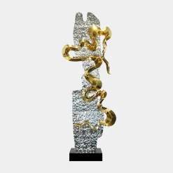 Sonic Pulse 120cm Silver Metal Garden Sculpture