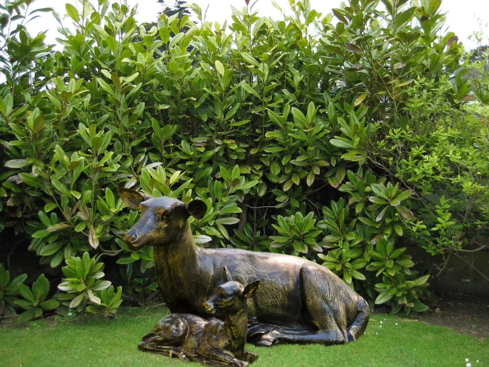 Stag Doe & Fawn Collection Bronze Metal Garden Statues