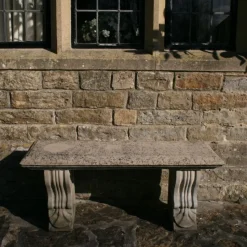 Straight Plain Stone Garden Bench