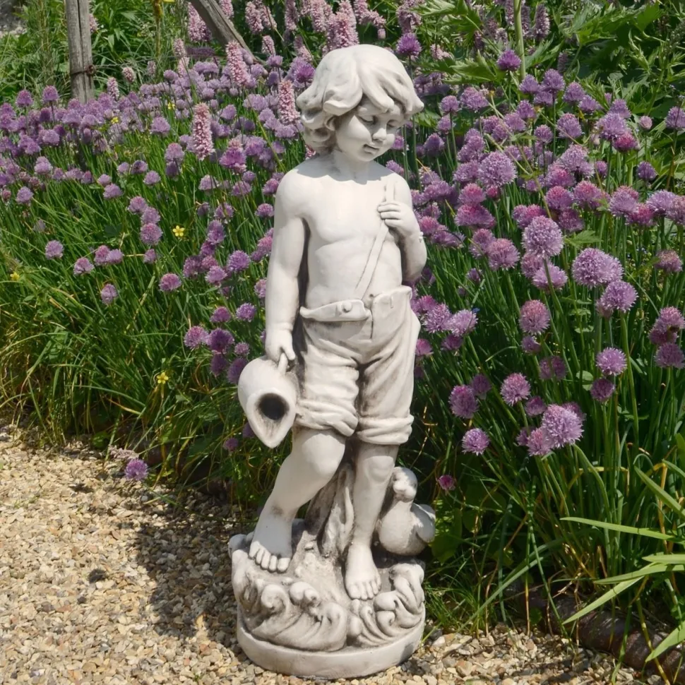 Summer Love Boy & Girl Stone Resin Garden Statues