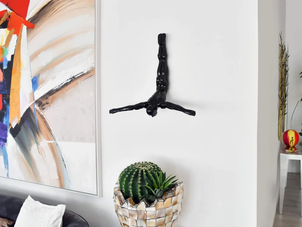 The Diver 55cm Black Resin Wall Sculpture