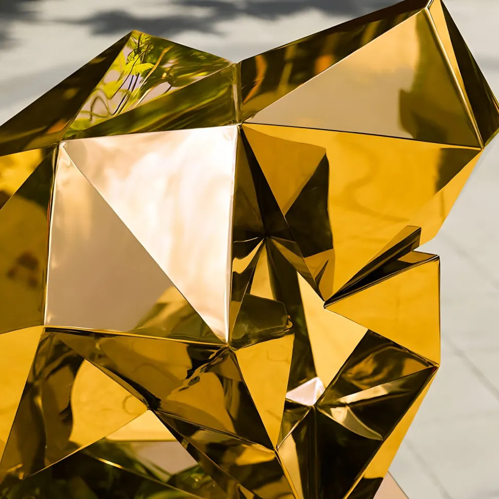 The Thinker 130cm Gold Geometric Metal Garden Sculpture