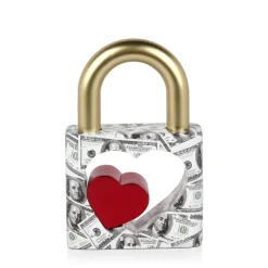 Wealth Padlock 28cm Gold Resin Indoor Sculpture