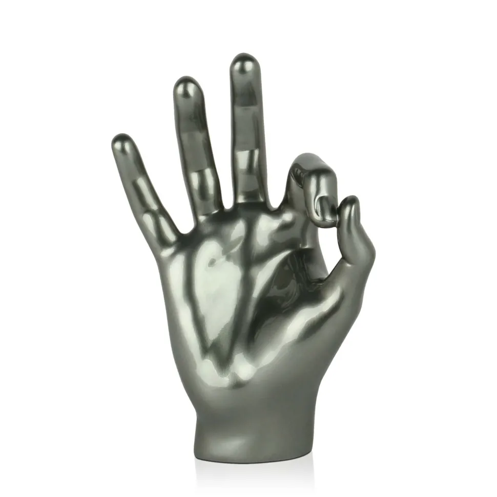 Zen Hand 27cm Anthracite Resin Indoor Sculpture